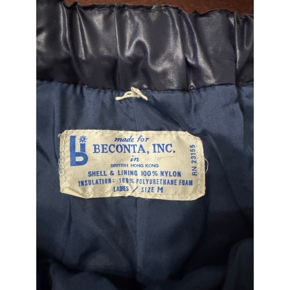 Vintage BECONTA INC. Navy Shiny Puffer Ski Pants Ladies Size M RN 23155 - Picture 3 of 11